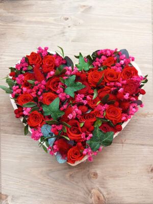 cuadro corazón rosas